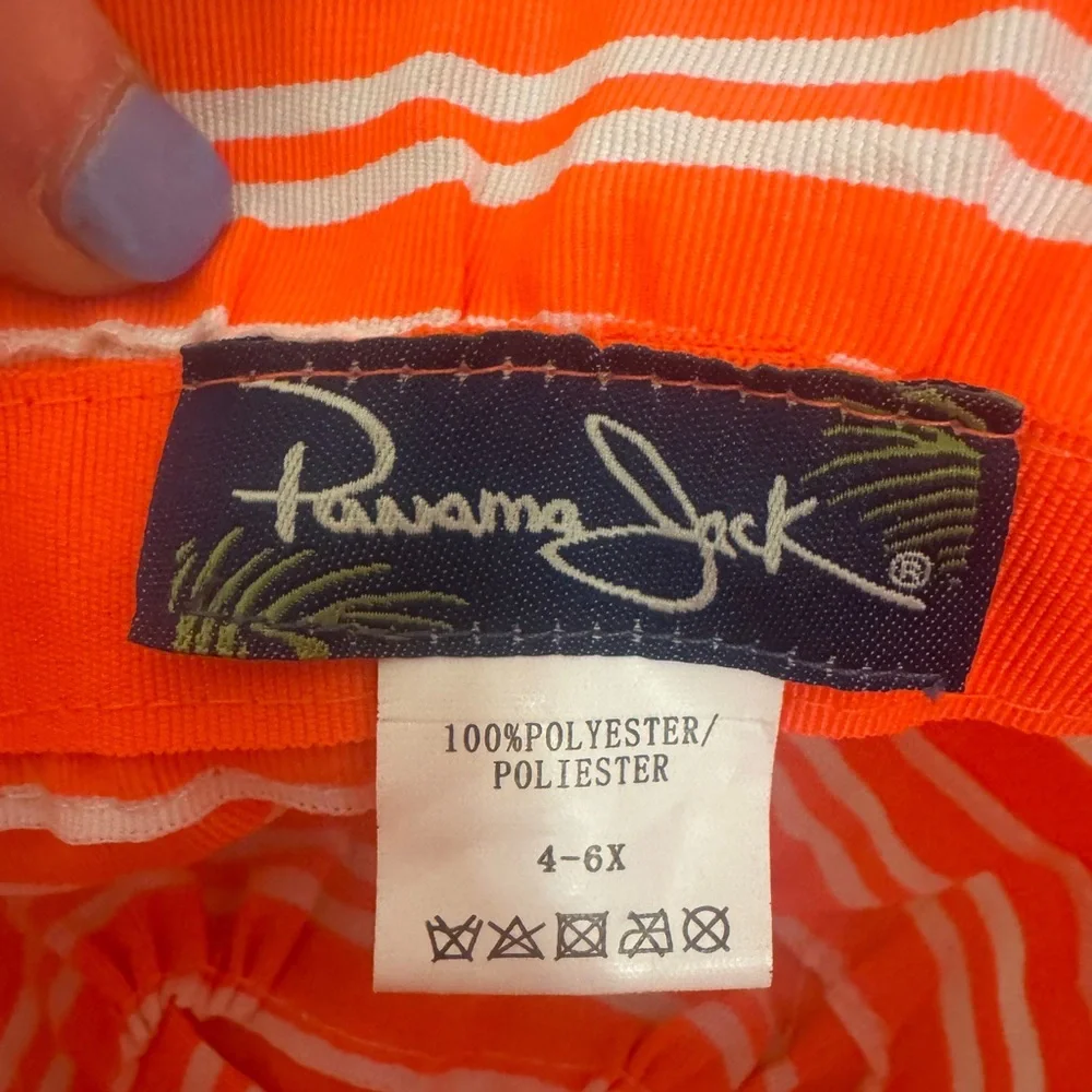 Neon Orange and White Striped Bucket Hat